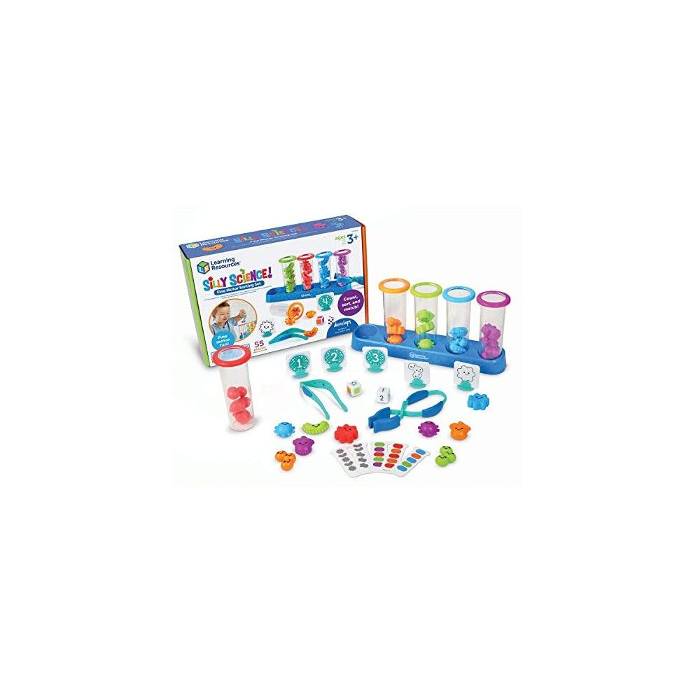 Learning Resources Silly Science Fine Motor Sorting Set, STEM Toys for Kids, Educational Toy, Preschool Fine Motor Skills, 55 Pieces, Age 3+