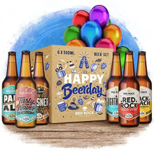 Red Rock Brewery Happy Birthday Beer Selection Box 6 Bottles of British Beer in Gift Packaging