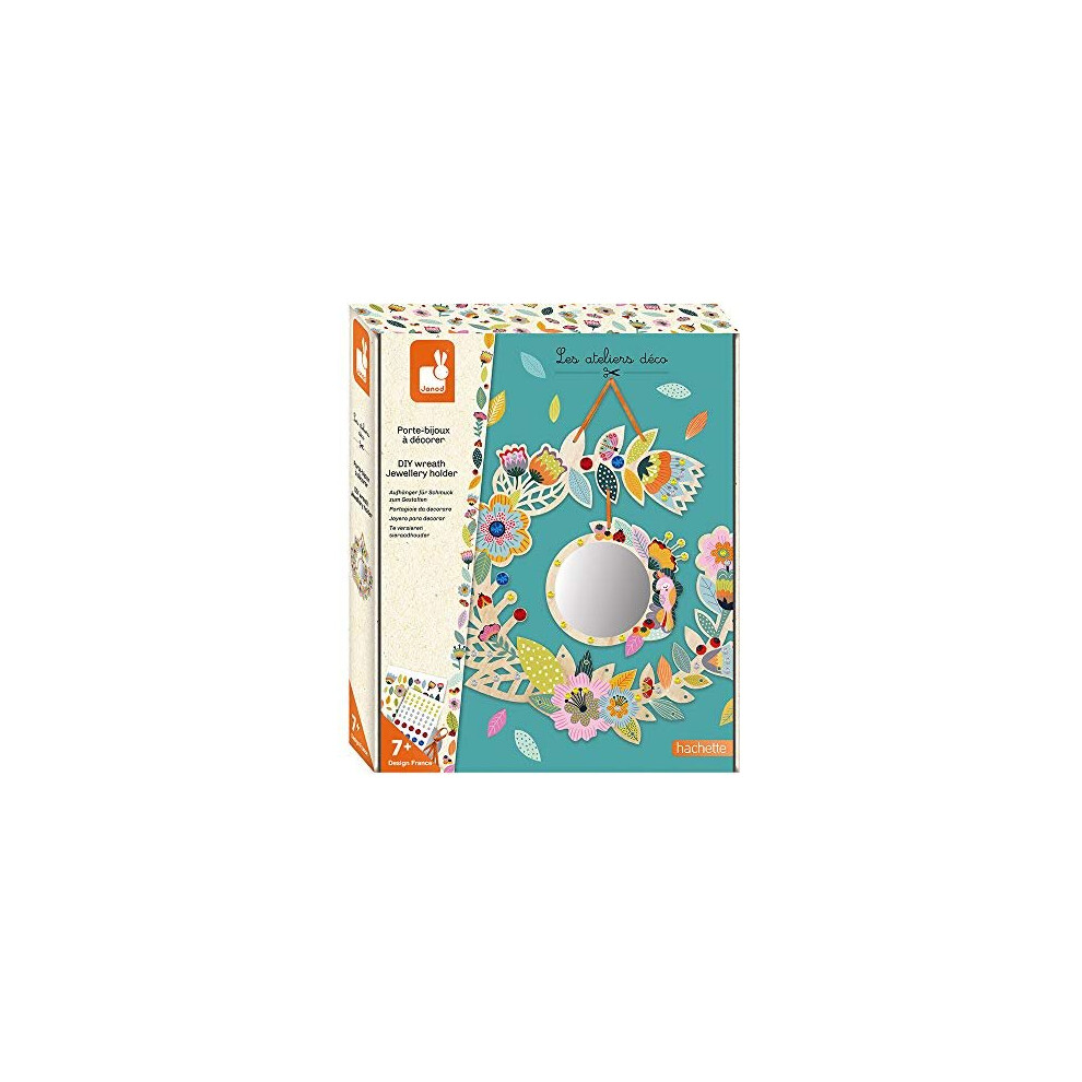 Janod - Wooden Jewellery Rack To Decorate - Les Ateliers Du Calme - Childrens Creative Leisure Kit - Encourages Fine Motor Skills And Creativity