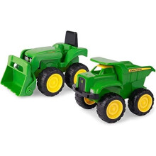 John Deere Mini Sandbox Diggers and Dumpers Toys Truck Set, Building Toys Including 2 Tractors, Construction Toys for Children, Boys and Girls 3,