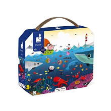 Janod - Child Puzzle Underwater World 100 Pieces - Educational Game - Fine Motor Skills and Concentration - Case with Handle - Made in France and