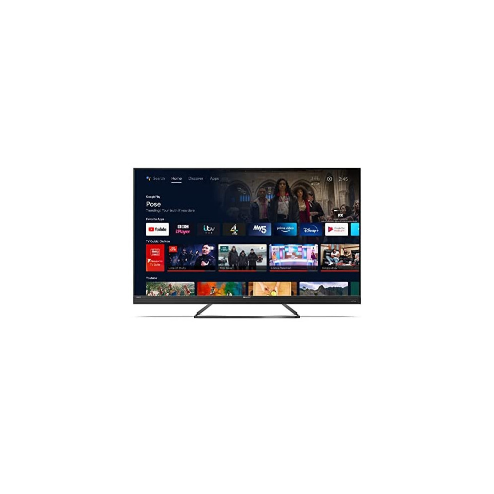 SHARP 4T-C55EQ3KM2AG 55-Inch 4K UHD Quantum Dot Frameless Android Smart TV with Freeview HD, Google Assistant, Chromecast, 4 x HDMI, 2 x USB 