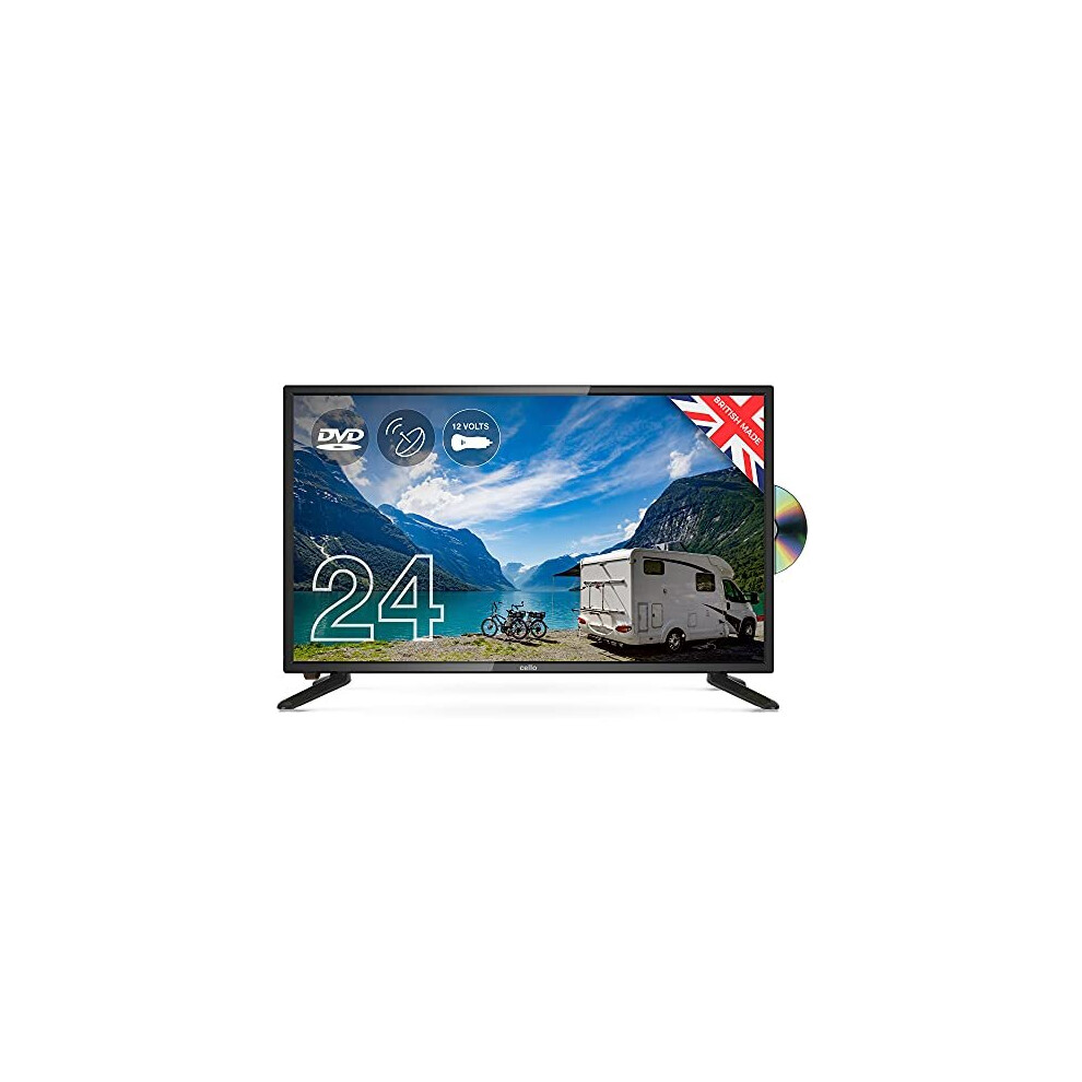 Cello 12 Volt 24" inch ZSF0242 12 volt and mains LED TV with built in DVD HD Ready and Built In Satellite receiver. Suitable for caravans. M