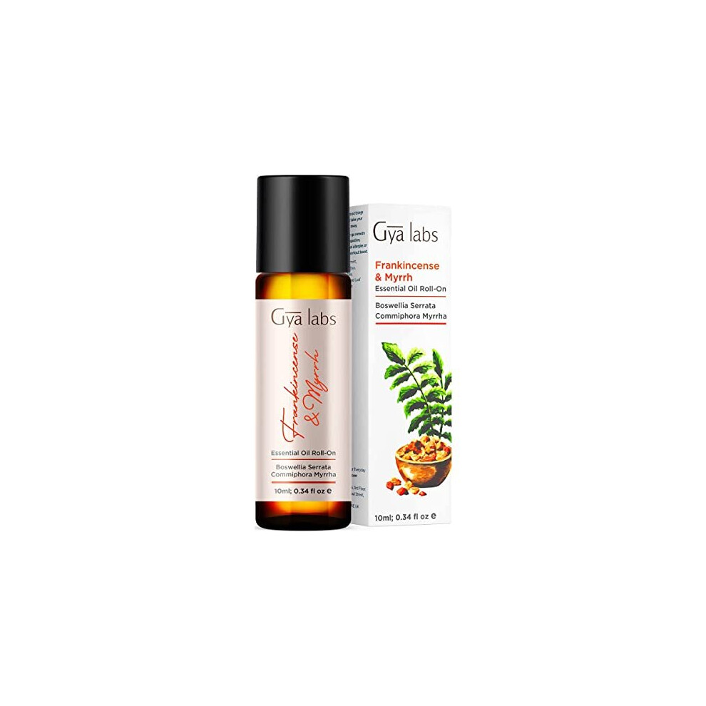 Gya Labs Frankincense & Myrrh Essential Oil Roll-On For Stress (10Ml) - Therapeutic Grade And Pre-Diluted Roll On - Perfect For Aromatherapy