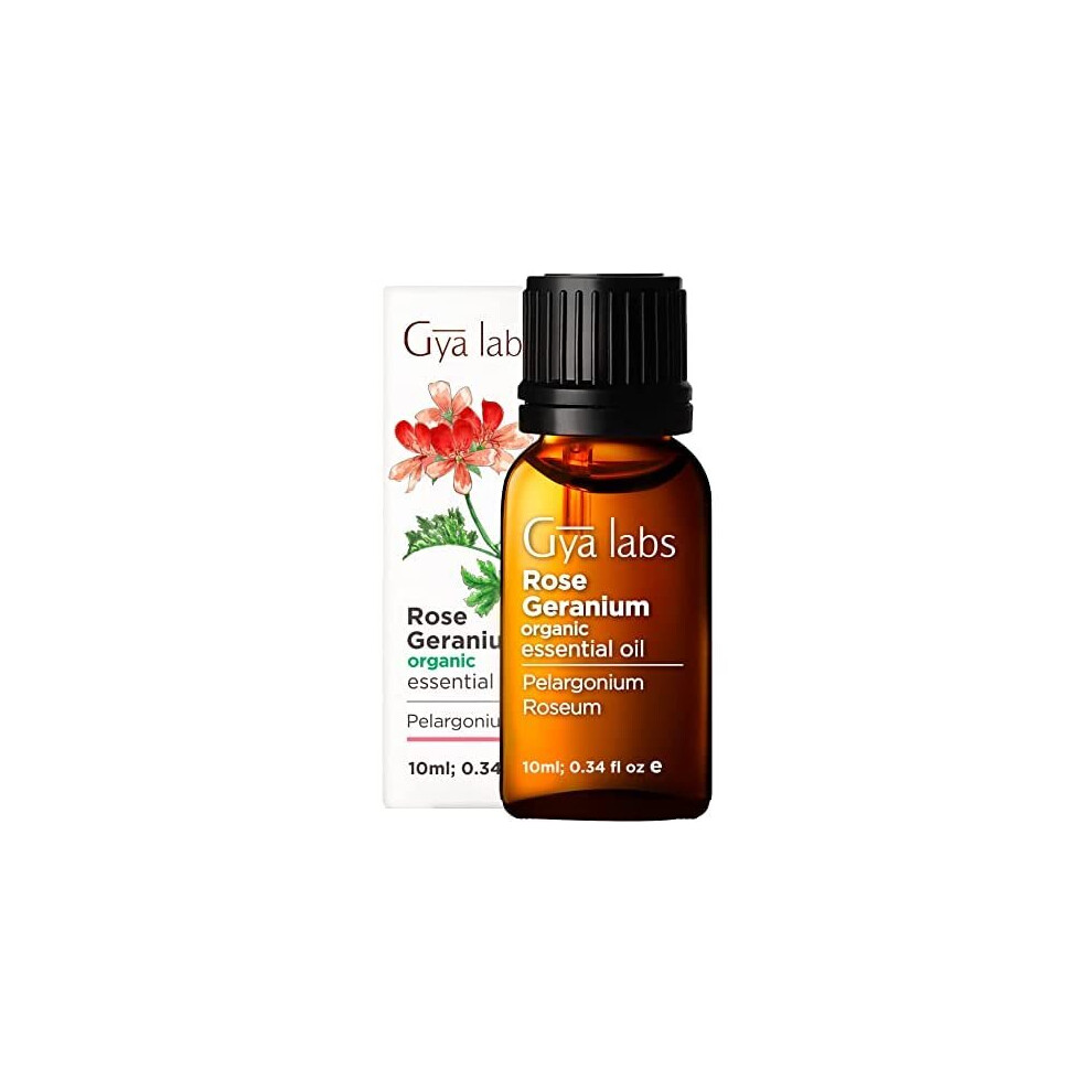 Gya Labs Organic Rose Geranium Essential Oil For Dry Skin (10Ml) - Therapeutic Grade Rose Geranium Oil - Perfect For Aromatherapy, Dry, Dull