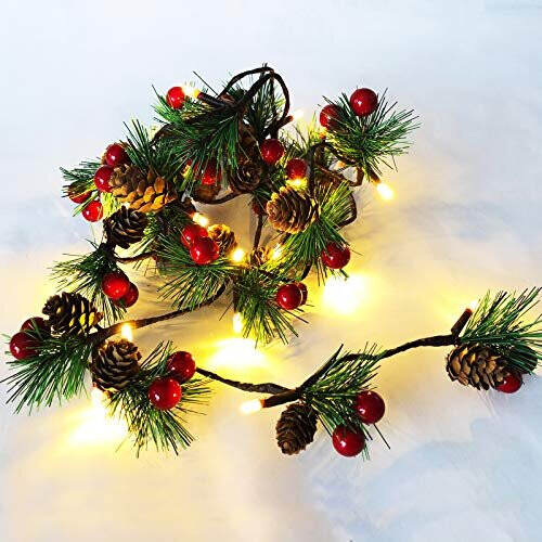 Christmas garland pre on sale lit battery operated