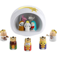 Alessi AMGI10SET Hand Decorated Design Nativity Scene with Cave and Figurine, Porcelain, White, Set of 10