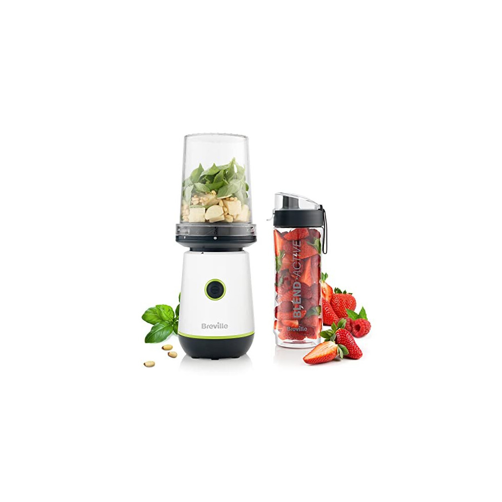 Breville Blend Active Compact Food Processor and Smoothie Maker | 350W | Processor Bowl (450ml) & Portable Blending Bottle (600ml) | Leak Pr