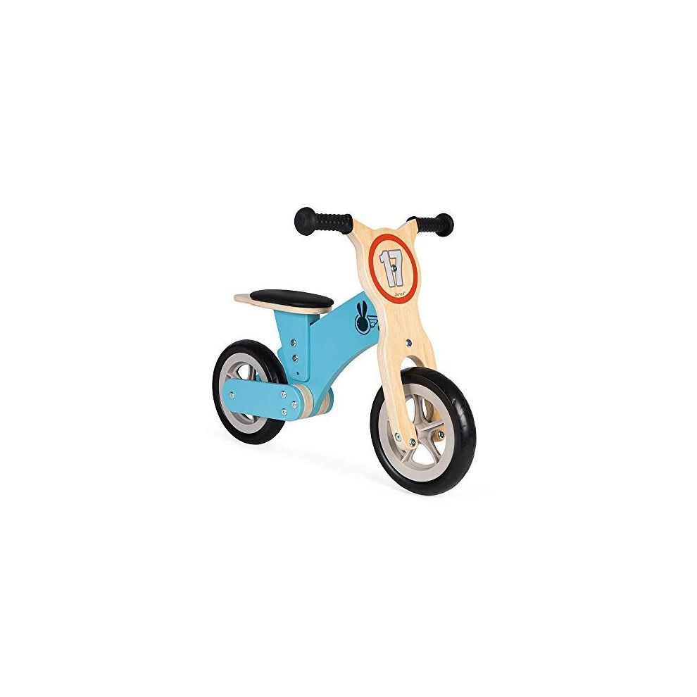 Janod - Bikloon Little Racer, Wooden Balance Bike - Develop Motor Skills And Sense Of Balance - Wooden Toy - Fsc Certified - From 2 Years Old,