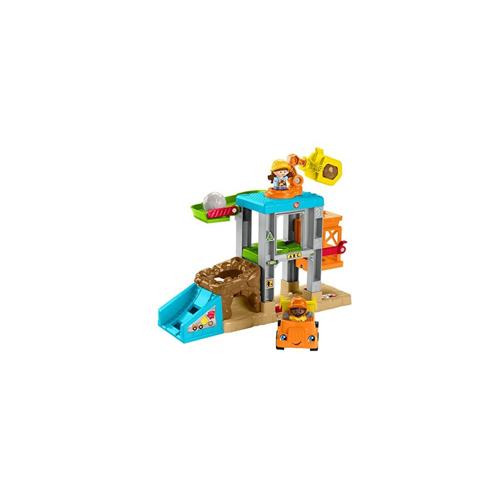 ??Fisher-Price Little People Load Up Construction Site Playset with Music, Sounds and Toy Dump Truck for Toddlers and Preschool Kids