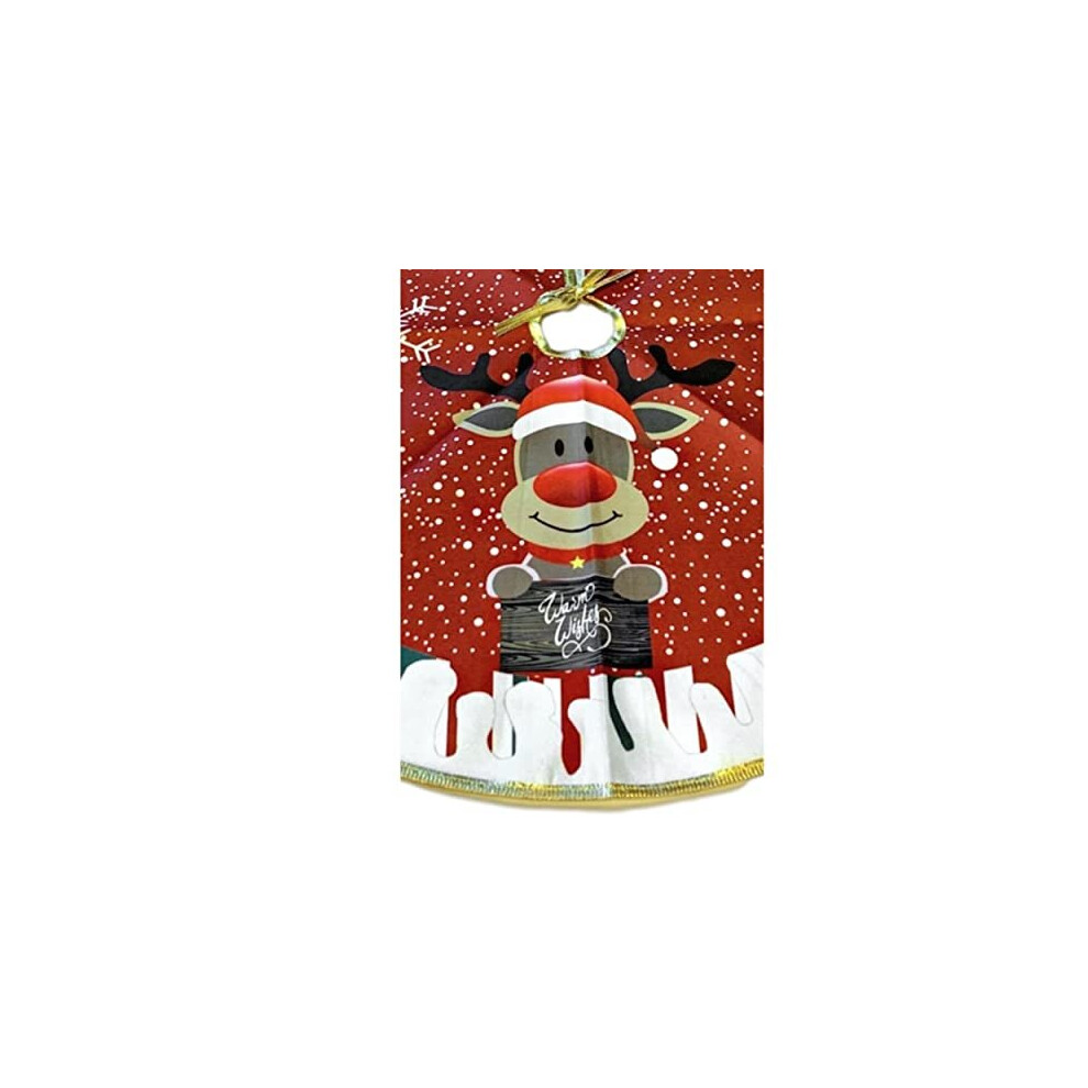 BANBERRY DESIGNS Reindeer Christmas Tree Skirt - Approx. 27 Inch Diameter Velvety Xmas Tree Skirt Red Nose Reindeer Pattern for Holiday Deco-image-OPC-PB56HK7-NEW