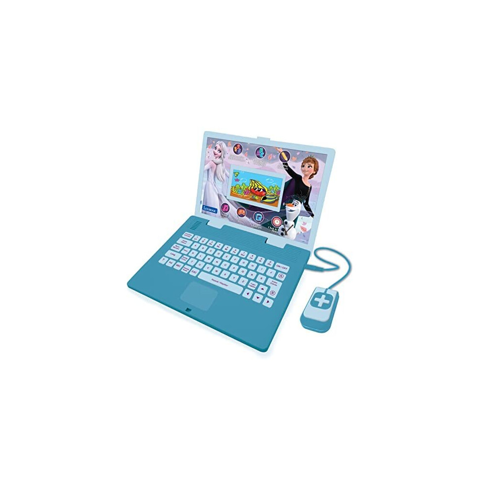 Lexibook Frozen Educational and Bilingual Laptop French/English - Toy for Child Kid (Boys & Girls) 130 Activities, Learn Play Games and Music - B