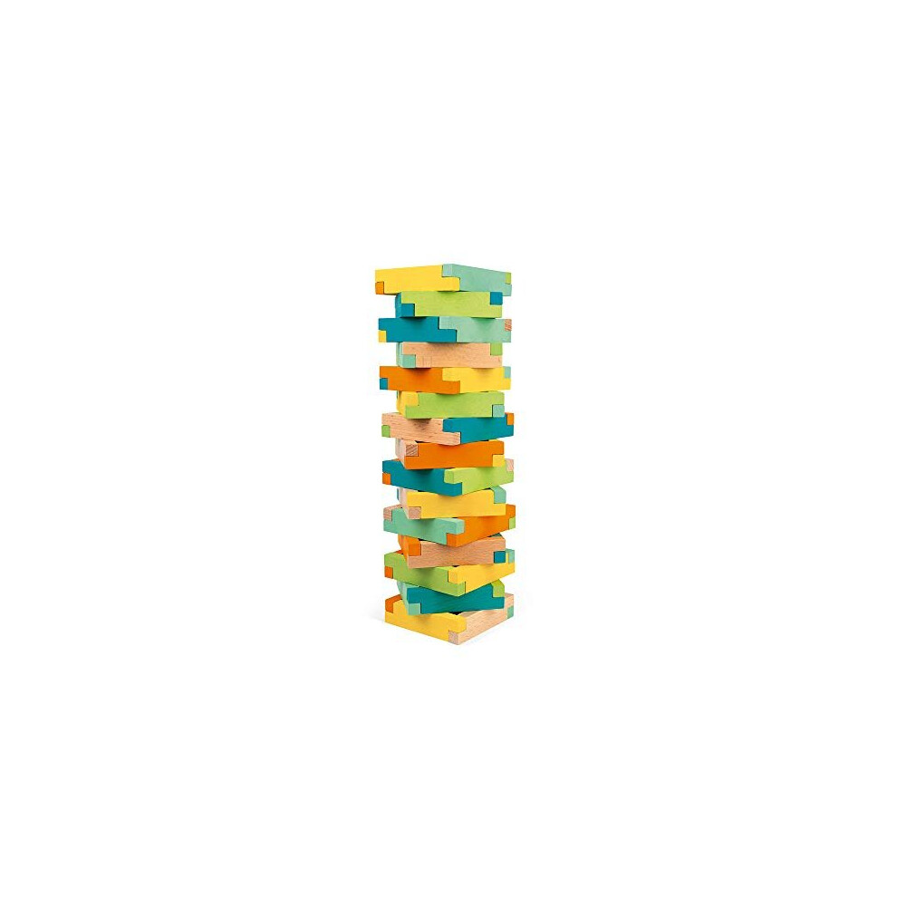 Janod - 60-Piece Wooden Construction Barrel - Building Game - Develops Fine Motor Skills And Concentration - Wood (Fsc-Certified Beech) Water-Bas