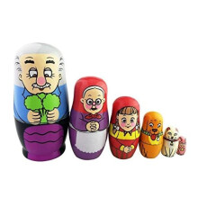 Winterworm Set of 6 Farm Family Russian Doll Glazed Stacking Toy Handmade Nesting Doll for Kids Stocking Stuffer