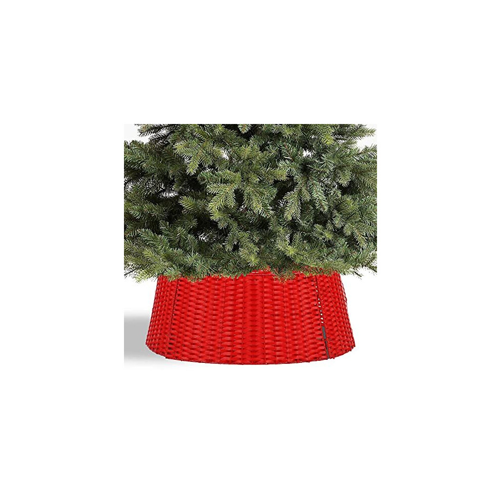Large 60cm Round Rattan Wicker Tree Skirt Stand - Xmas Stand Cover | Long Lasting Traditional Decor | Perfect Decoration | Folds Flat For Ea