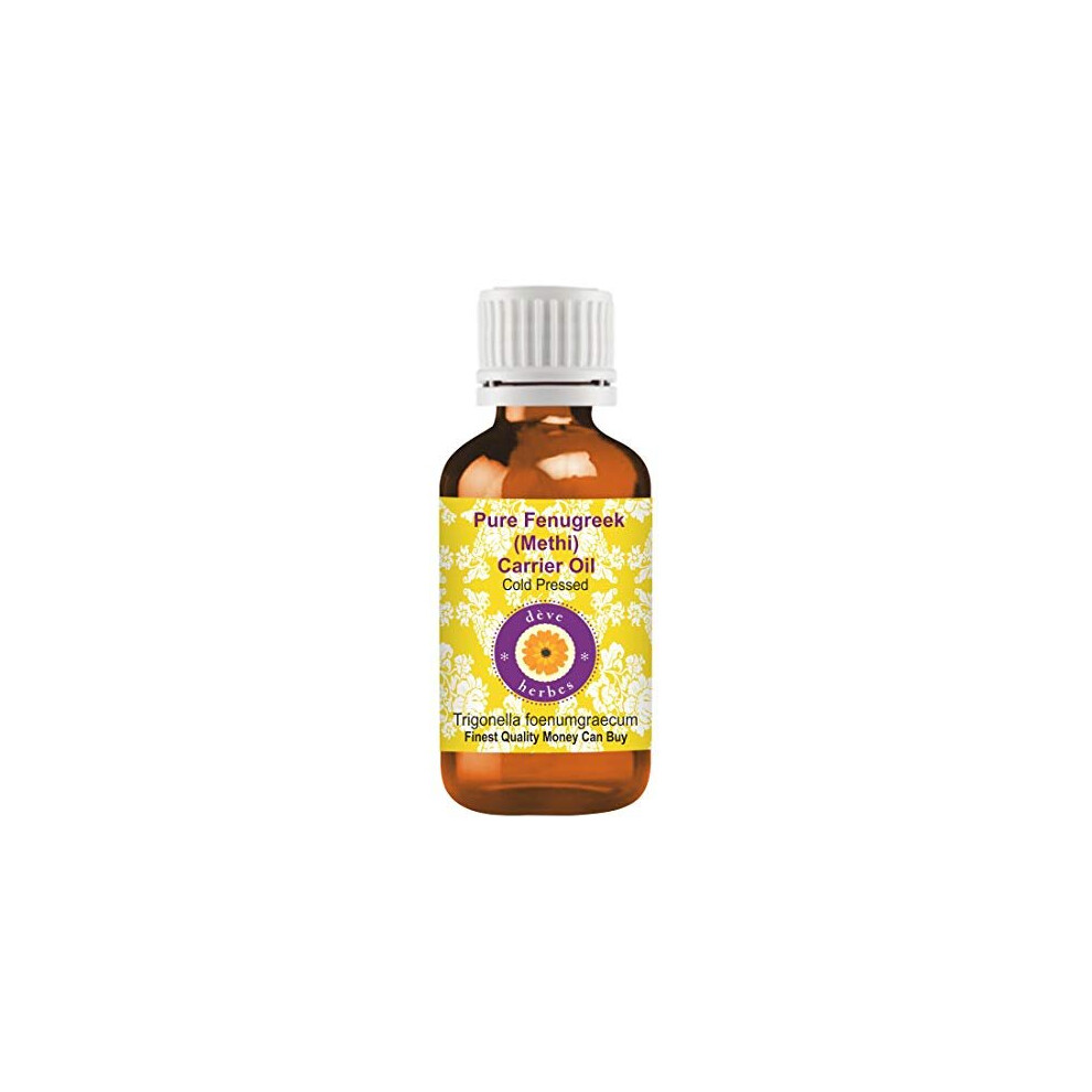 Deve Herbes Pure Fenugreek (Methi) Carrier Oil (Trigonella Foenumgraecum) With Internal Plastic Euro Dropper 100% Natural Therapeutic Grade