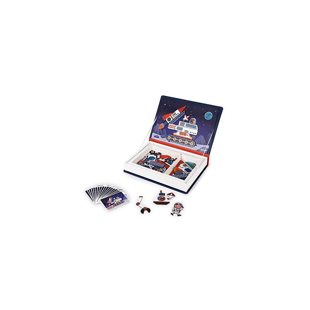 Janod - Magneti'Book Universe - 70 - Part Educational Magnetic Game Teaches Fine Motor Skills and Imagination - Suitable for Ages 3 and Up, J0258