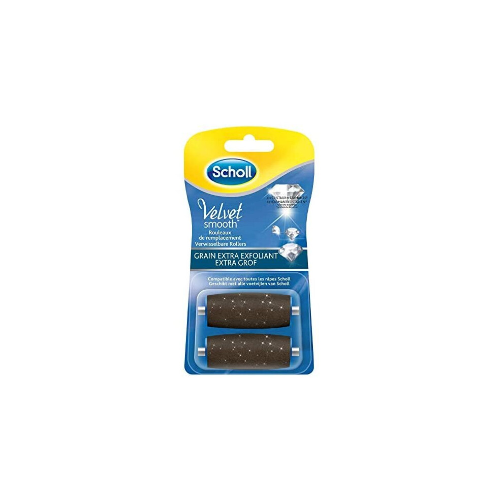 Scholl Velvet Smooth Express Pedi Crystal Diamonds Extra Exfoliating Grains Replacement 2Â Rolls by Scholl