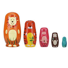 5Pcs Russian Nesting Dolls, Cute Matryoshka Wooden Stacking Nested Set Toys, Educational Learning Kids Toys for Birthday,, Home Decorations