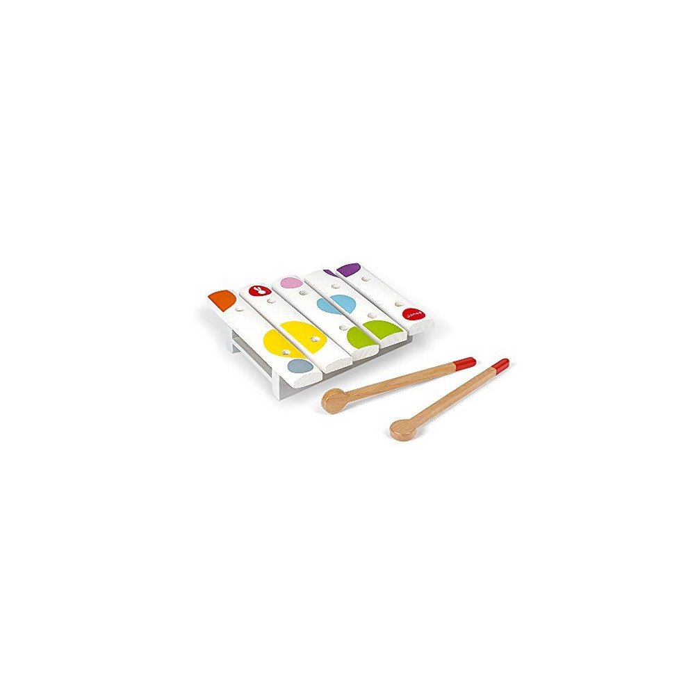 Janod - Confetti Mini Wooden Xylo - Children's Musical Instrument - Imitation and Musical Awakening Toy - from 1 Year Old, J07603