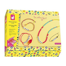 Janod - Box Of 4 Message Jewellery Pieces to Create - Les Ateliers Bijoux - Childrens Creative Leisure Kit - Encourages Fine Motor Skills and Cr