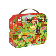 Janod - Child Puzzle Vegetable Garden 36 Pieces - Educational Game - Fine Motor Skills and Concentration - Case with Handle - Made In France and