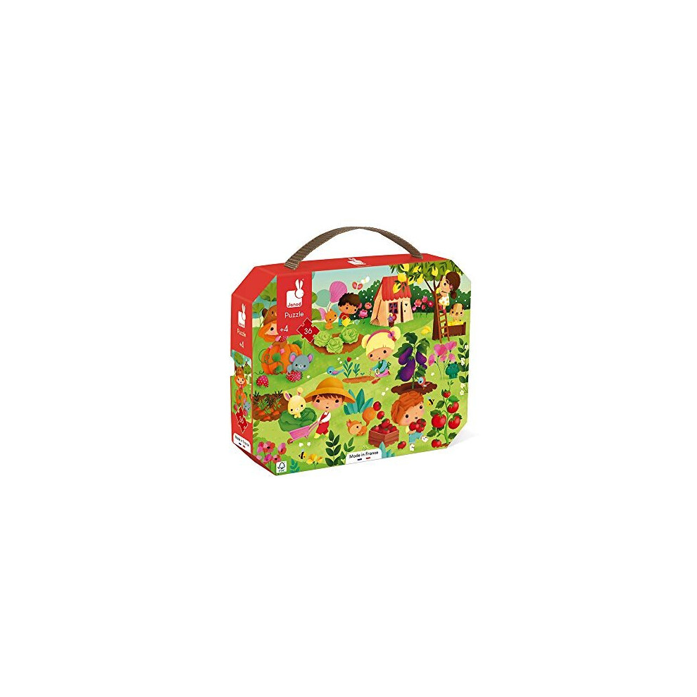 Janod - Child Puzzle Vegetable Garden 36 Pieces - Educational Game - Fine Motor Skills and Concentration - Case with Handle - Made In France and