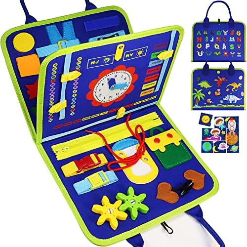 Jiosdo Toddler Busy Board, Montessori Toy for 1 2 3 4 5 Year Old, Educational Learning Toys, Preschool Learning Toys, Sensory Activity Board for
