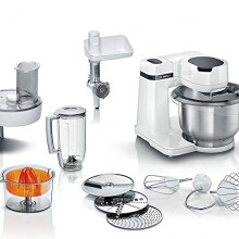 Robot de cocina Serie 2 BOSCH - Robot de cocina - 700W - 4 velocidades + turbo - Vaso inox 3,8 L - Batidora 1,25 L - Blanco