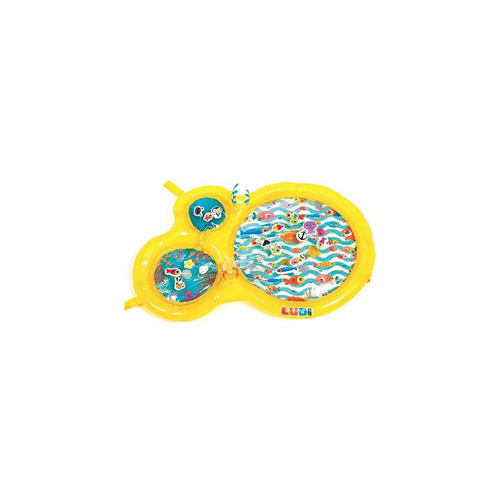 Water Play Mat - Big Playmat Of Water To Awaken The Senses Of Baby And Develop Motor Skills - 16 Floating Foam Animals - From 10 Months Ludi