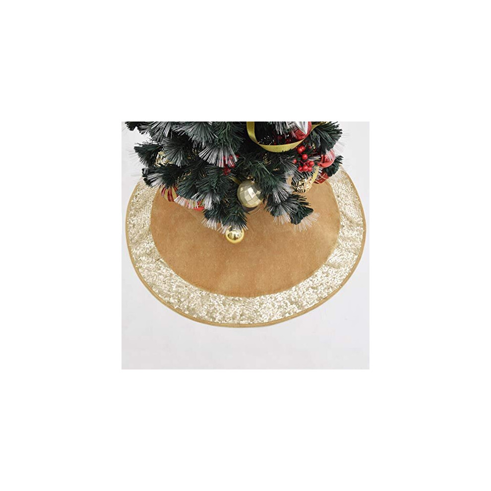 Gireshome Gold Velvet Center, Glitter Blingbling Extra Large Christmas Tree Skirt - 36inch