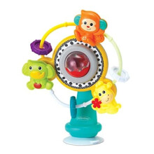 Infantino Jungle Ferris Wheel - Spinning High Chair Toy with Three Jungle Animals and Music and Practical Suction Cup, Multi-Colour