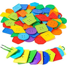 70 stk pcs montessori sn?ring tr?de leget?j - geometrisk formede store perler til b?rn h?ndv?rk b?rnehaveaktiviteter og dagpleje leget?j - autism
