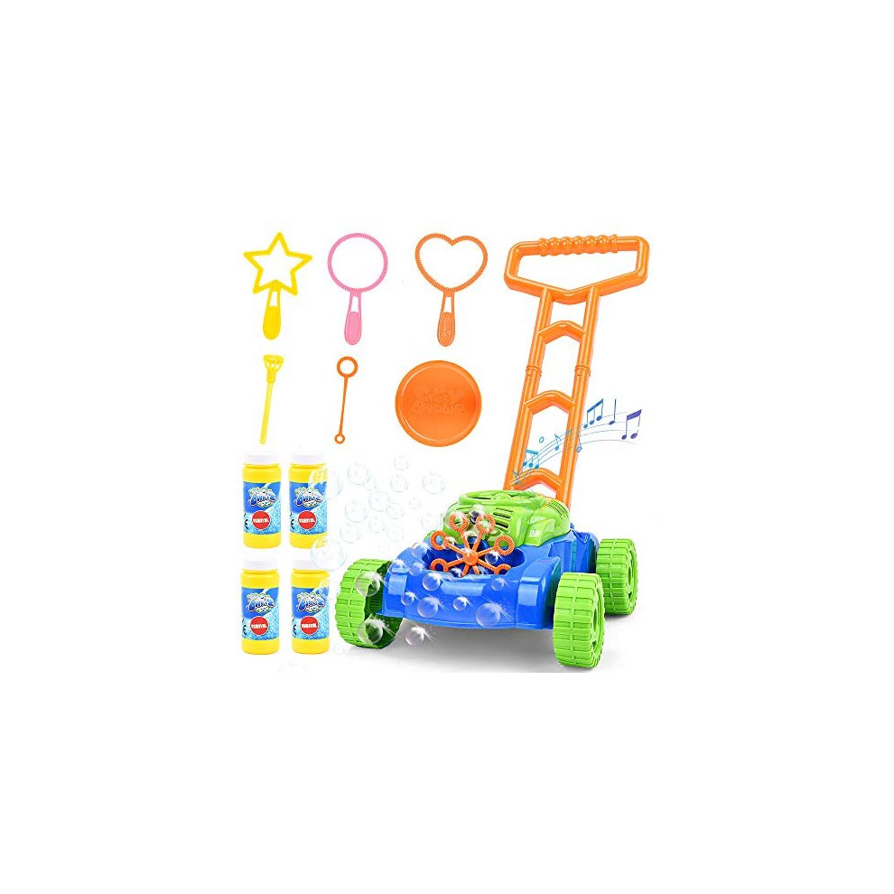 Sotodik Bubble Lawn Mower for Kids - Automatic Bubble Machine with Music Sounds Best Toys for Toddlers Plus 4 x Bottles of Solution & 6 x Sticks