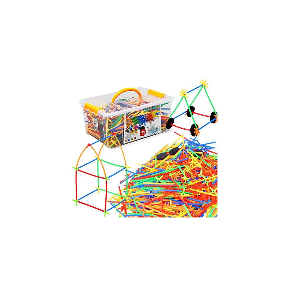 xwin sportseries 1000 Pieces, Construction Straws and Connectors Toys, Fort Building Toys for Kids, STEM Creative Building Games for Boys and Gir