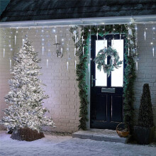 (White) 96LED Icicle Light Christmas Decoration Patio UK Plug