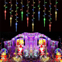 (Colourful) 96LED Icicle Light Christmas Decoration Patio UK Plug