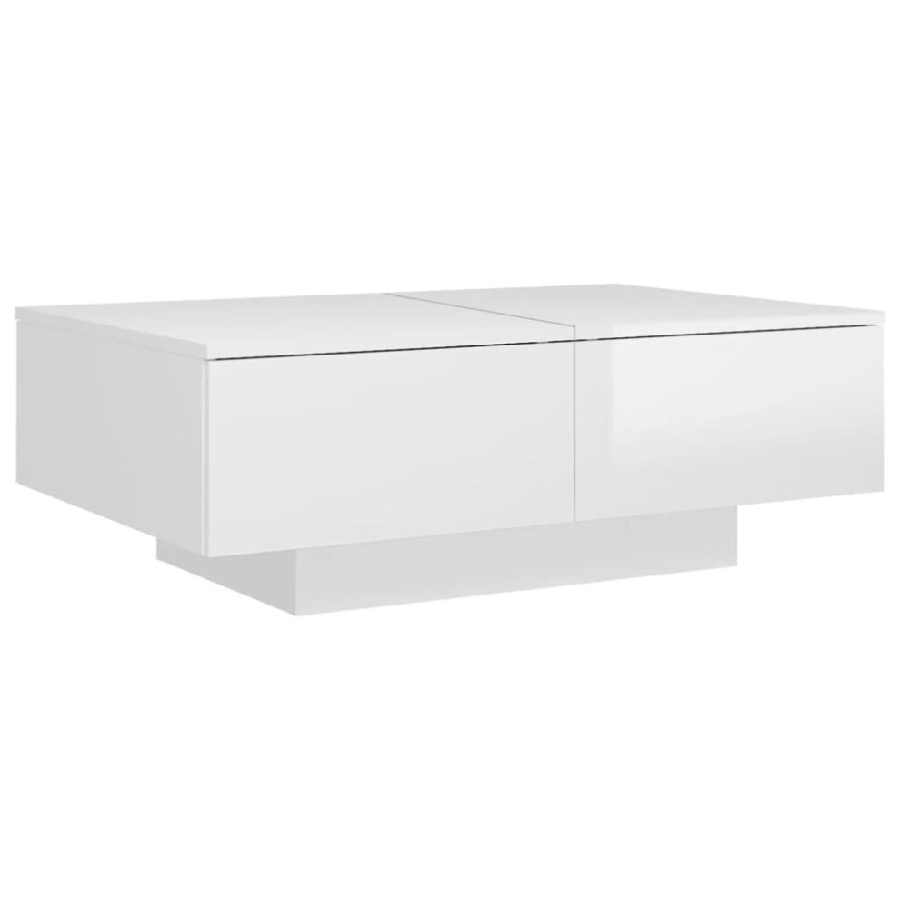 vidaXL Coffee Table High Gloss White Engineered Wood Home Living Room Table