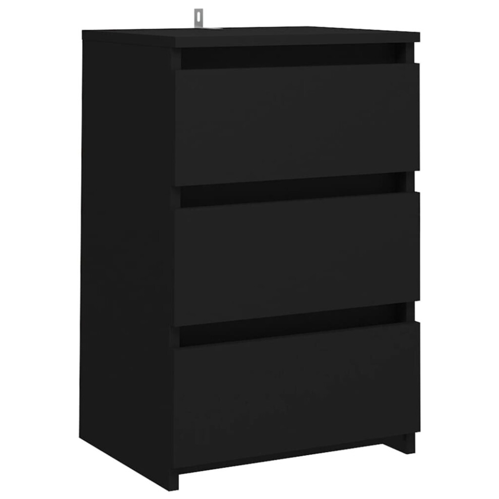 vidaXL Bed Cabinet Black Engineered Wood Indoor Bedside Side Storage Cabinet