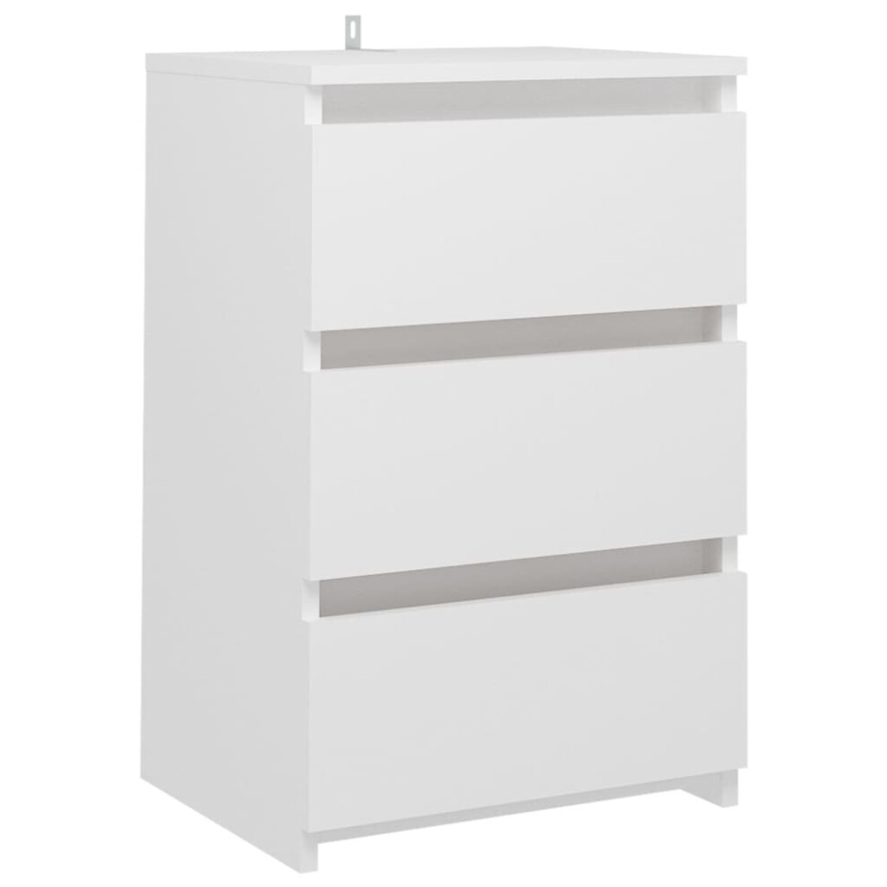 vidaXL Bed Cabinet White Engineered Wood Bedside Storage Cabinet Furniture