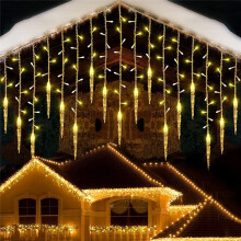 (Warm white) 96LED Icicle Light Christmas Decoration Patio UK Plug