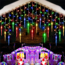 (Colourful) 96LED Icicle Light Christmas Decoration Patio UK Plug