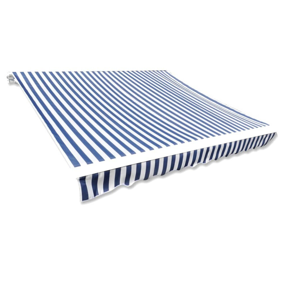 vidaXL Awning Top Sunshade Canvas Patio Awning Canopy Blue and White 3x2.5 m