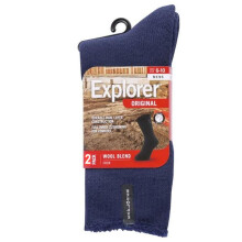 (6-10) 2 Pairs Holeproof Explorer Original Mens Crew Above Ankle Thick Work Wool Socks Navy SYNX2N Winter NAV