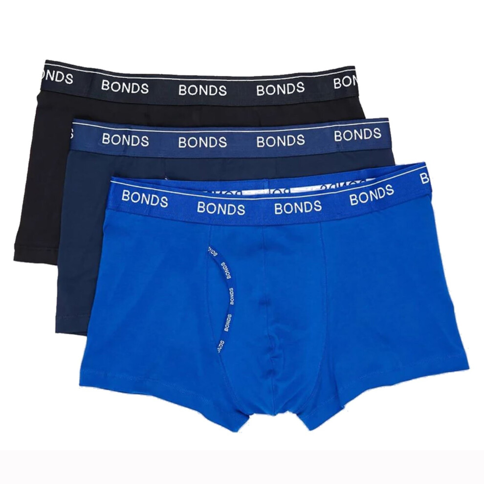 (M) Bonds 3 Pack Mens Guyfront Trunks Briefs Boxer Short Comfy Blue Undies Underwear MY963A 24K