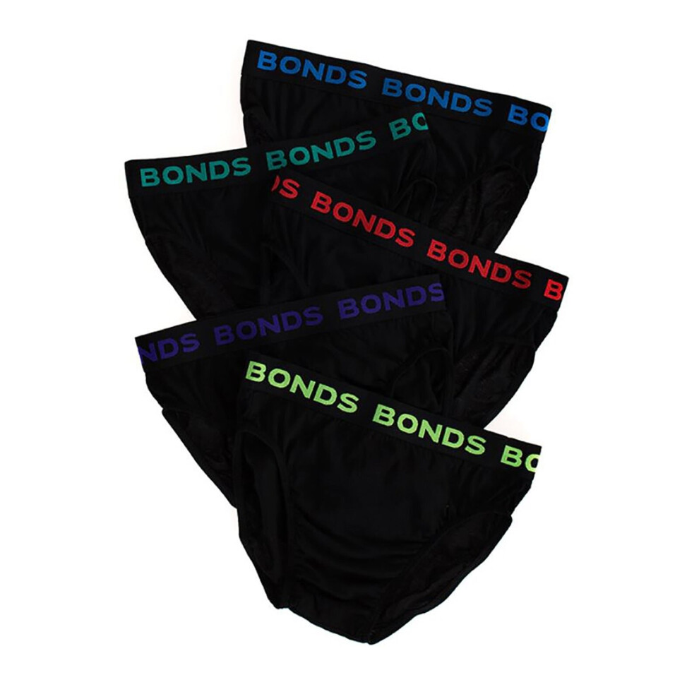 (XL) Bonds 5 Pack Mens Assorted Black Cotton Hipster Briefs Comfy Undies Underwear M8DM5T 39K