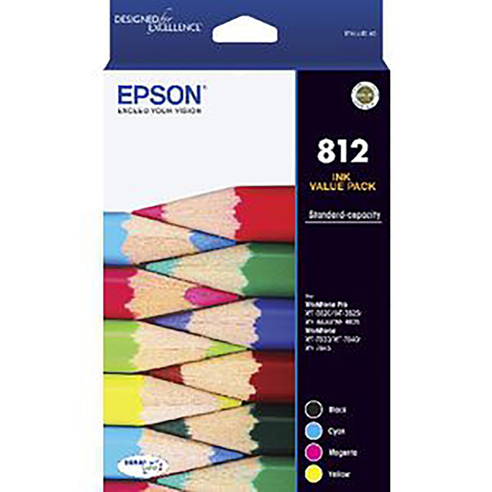 GENUINE Epson 812 Ink Cartridge Value Pack Black Cyan Magenta Yellow C13T05D692