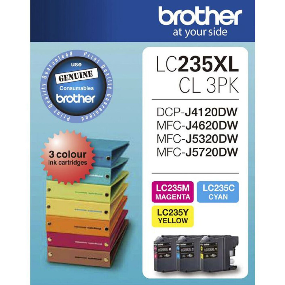 GENUINE Brother LC235XL 3 Colours Value Pack Ink Cartridge LC235XLCL3PK