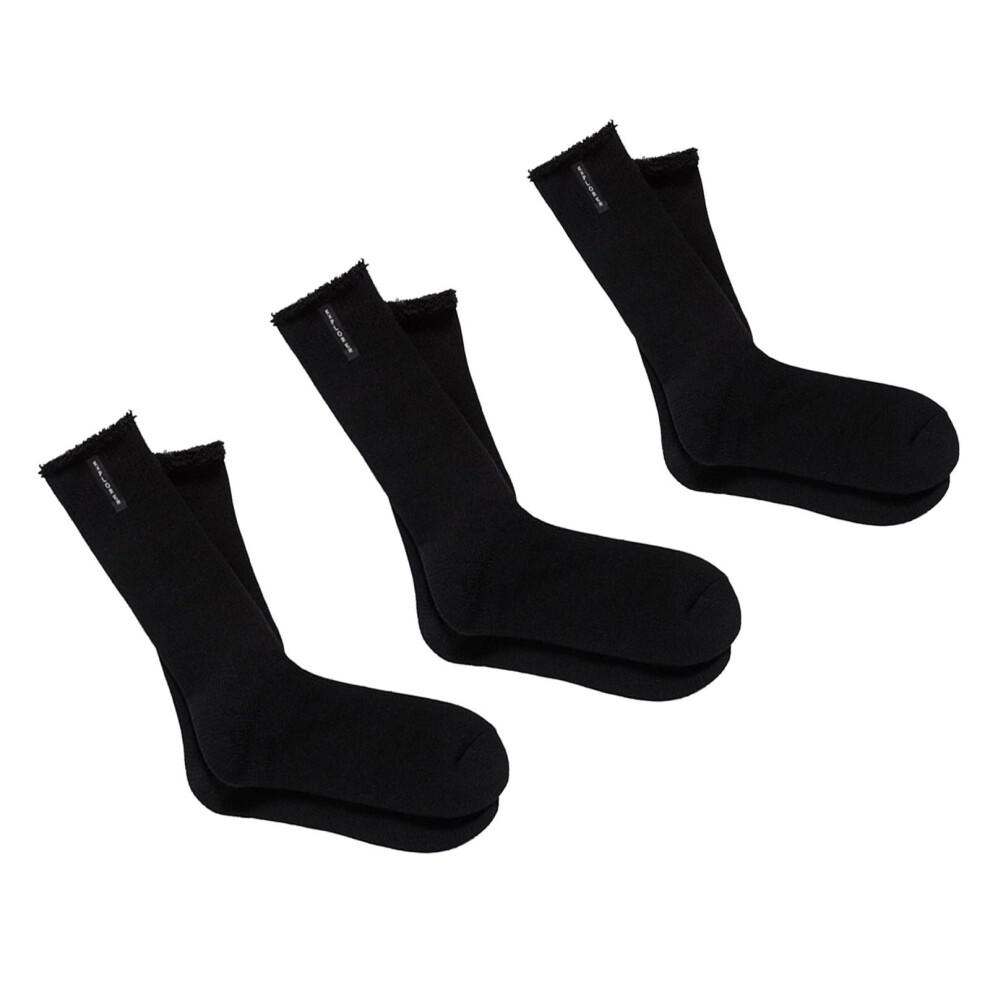 (11-14) Bonds Explorer 3 Pairs Original Crew Mens Thick Work Wool Socks Black SYNW3W-image-OPC-PB56WMW-NEW
