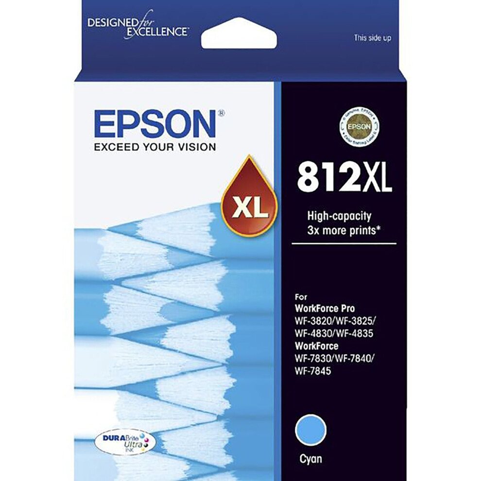 GENUINE Original Epson 812XL High Capacity Cyan Ink Cartridge Toner C13T05E292